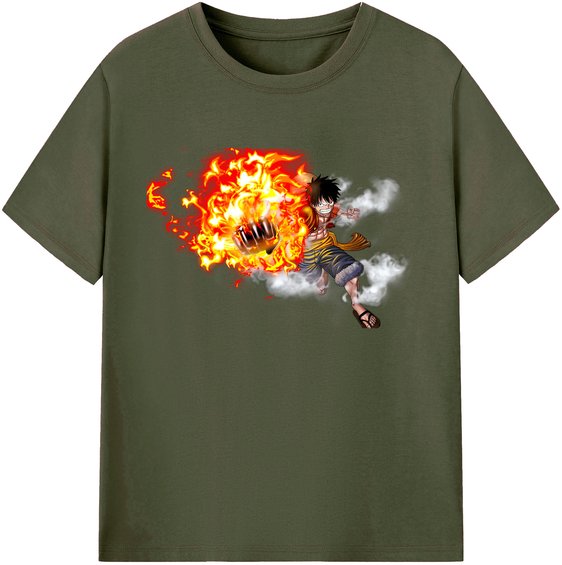 ワンピース モンキー・D・ルフィ ONE PIECE Monkey D. Luffy 綿100％ メンズ半袖Tシャツ｜肌触りやわらか＆通気性